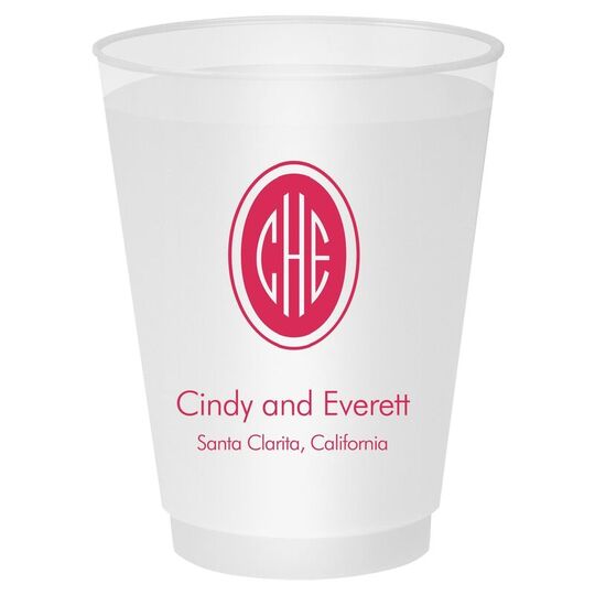 Outline Shaped Oval Monogram with Text Shatterproof Cups